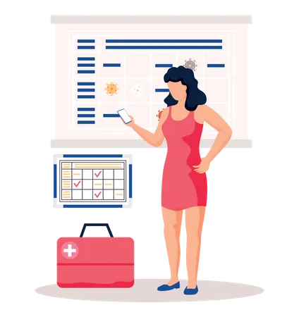 Female book online medical appointment  Illustration