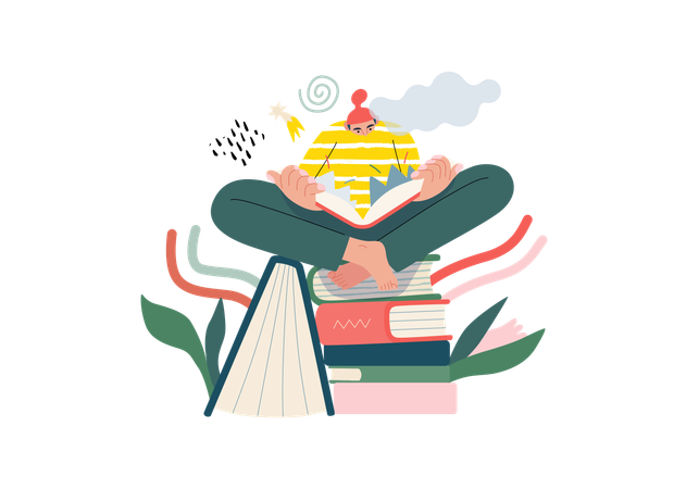 Female book reader  Illustration