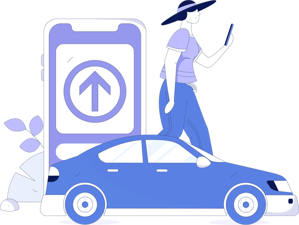Female booking cab  Illustration