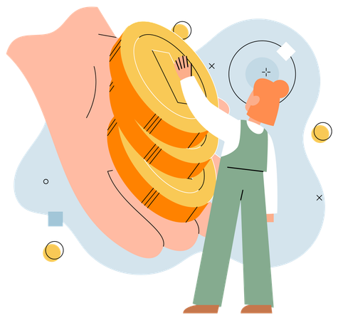 Female borrower received money loan for business development  Illustration