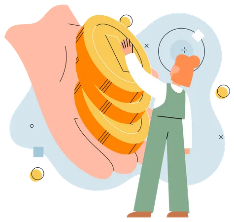 Female borrower received money loan for business development  Illustration