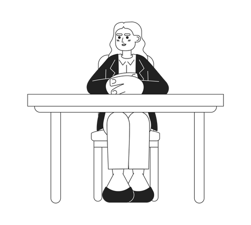 Female boss sitting at desk  Illustration