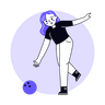 female throw bowling ball illustration