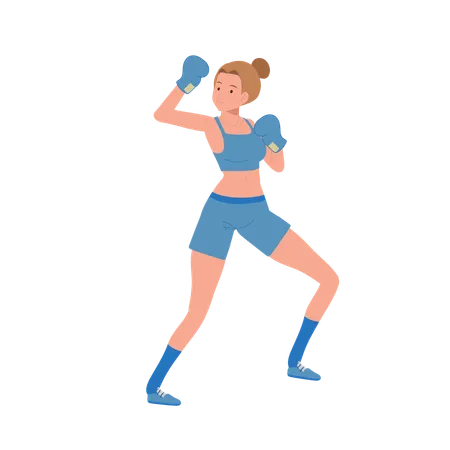 Active Sports Woman Boxing With Confidence Powerful Female Boxer In Gym Workout Session Illustration