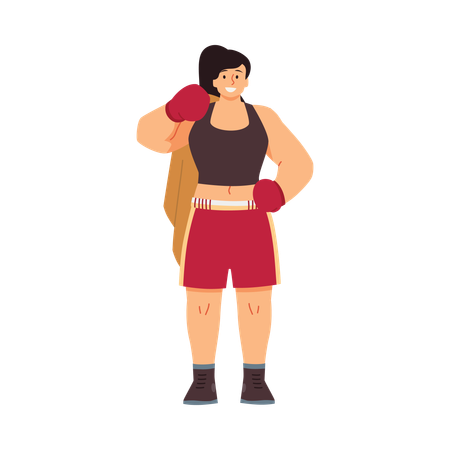 Female boxer in action  Illustration