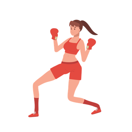 Female Boxing with Confidence  Illustration