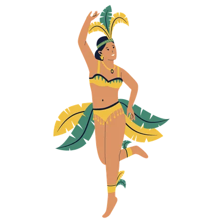 Female Brazilian Samba Dancers Female In Carnival Costume Vector Flat Illustration Illustration