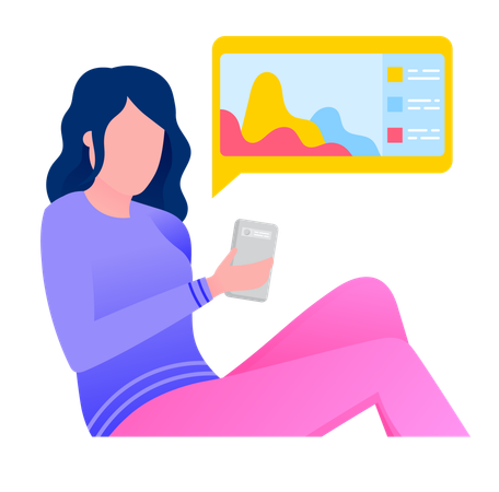 Female Browsing in Smartphone  Illustration