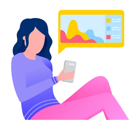 Female Browsing in Smartphone  Illustration