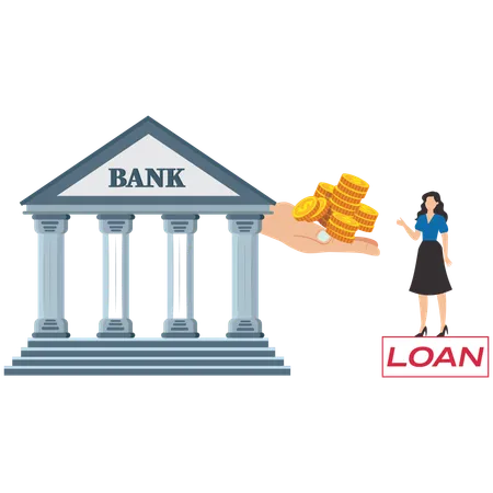 Female business owner receives capital loan from the bank  Illustration