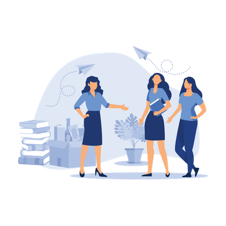 Female Business team communicating Illustration