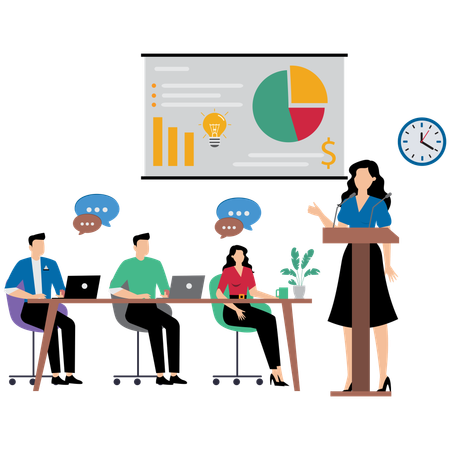 Female Business team discussing about idea  Illustration