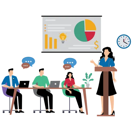 Female Business team discussing about idea  Illustration