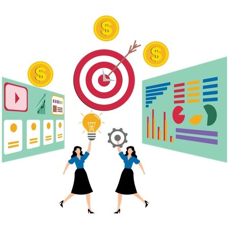 Female Business team working together for goal achievement  Illustration
