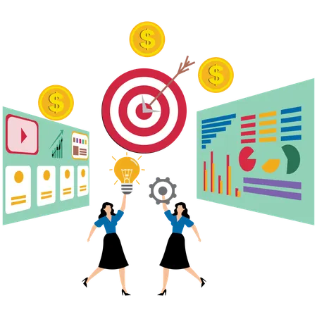 Female Business team working together for goal achievement  Illustration