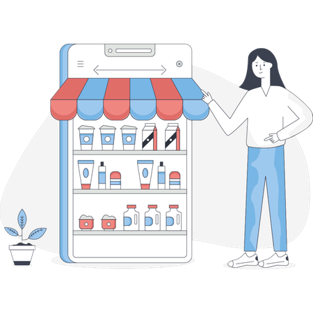 Female buying beverage from online store  Illustration