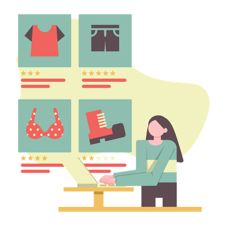 Female buying cloth on Ecommerce app  Illustration