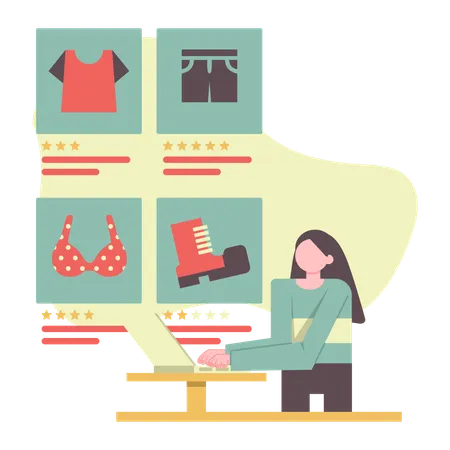 Female buying cloth on Ecommerce app  Illustration