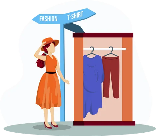 Female buying clothes  Illustration
