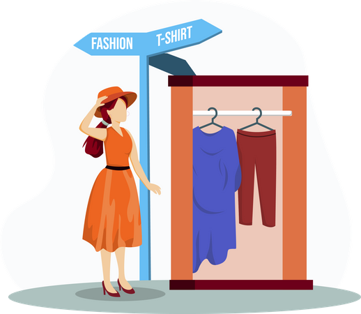 Female buying clothes  Illustration