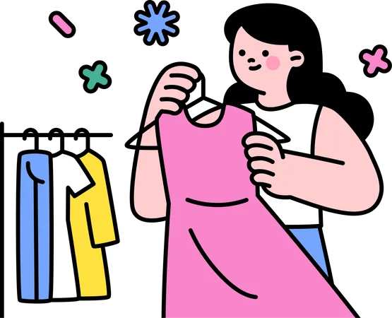 Female buying new dress  Illustration
