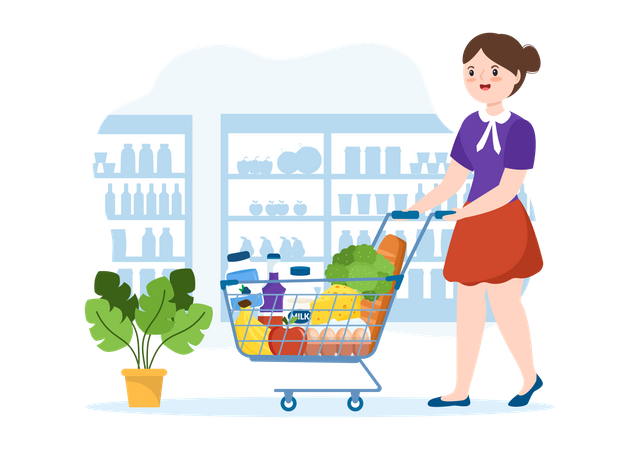 Female buying vegetable  Illustration