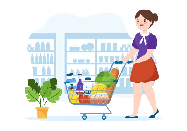 Female buying vegetable  Illustration