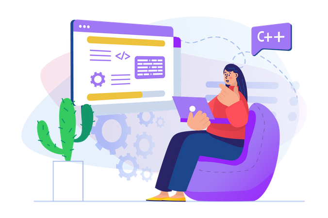 Female C++ Developer  Illustration