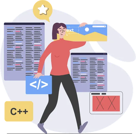 Female C Plus Plus developer  Illustration