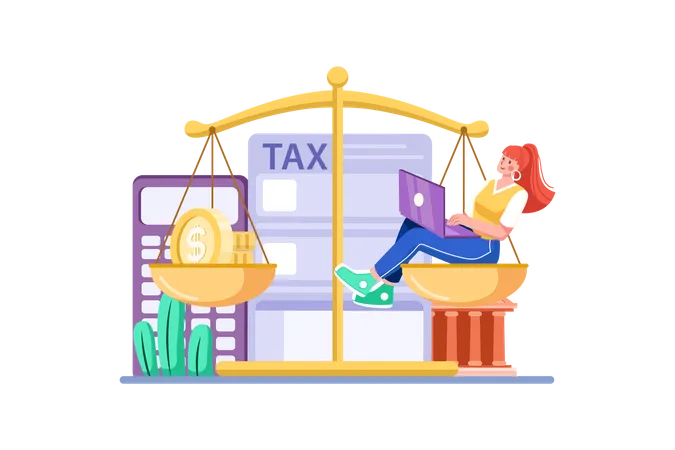 Female CA managing Taxes  Illustration