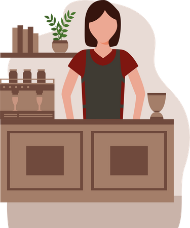 Female cafe owner  Illustration