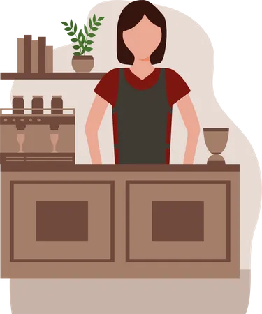 Female cafe owner  Illustration