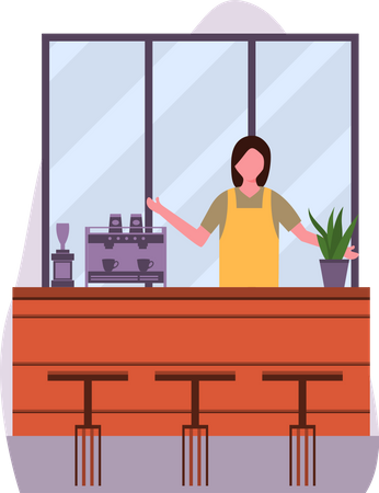 Female cafe owner  Illustration