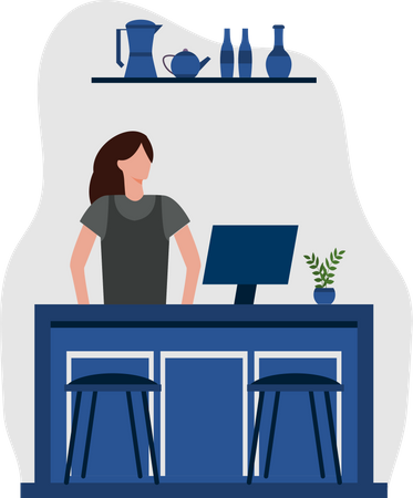 Female cafe owner  Illustration