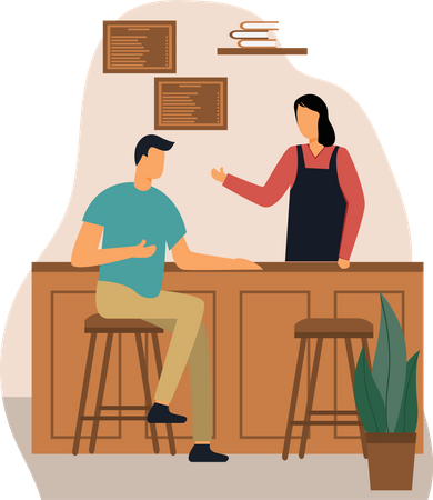Female cafe owner  Illustration