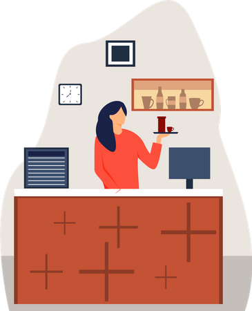 Female cafe owner  Illustration
