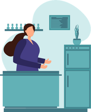 Female cafe owner  Illustration