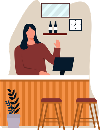 Female cafe owner  Illustration