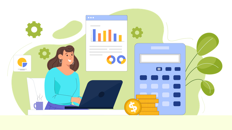 Female calculate finance report  Illustration