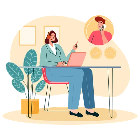 Female Call Center Executive  Illustration