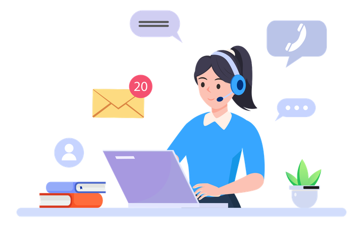 Female Call Center Executive  Illustration