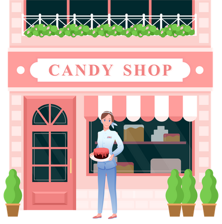 Female candy shop owner  Illustration