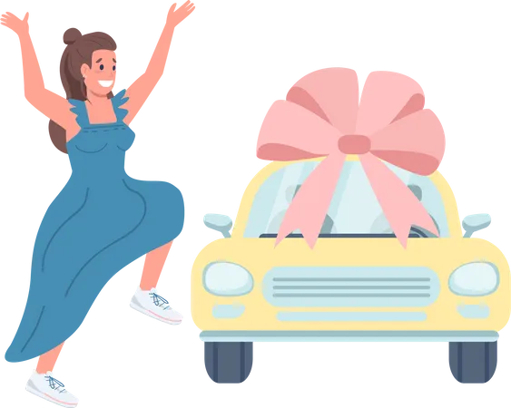 Female car winner  Illustration