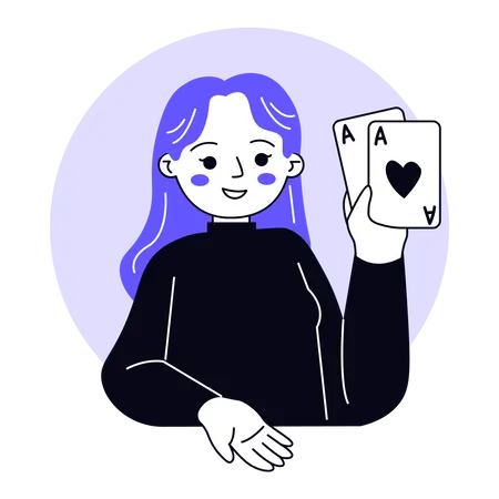 Female Cards Player  Illustration