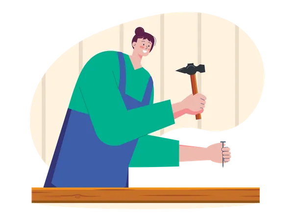 Female carpenter  Illustration