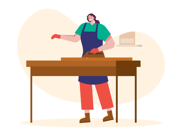 Female carpenter at work  Illustration