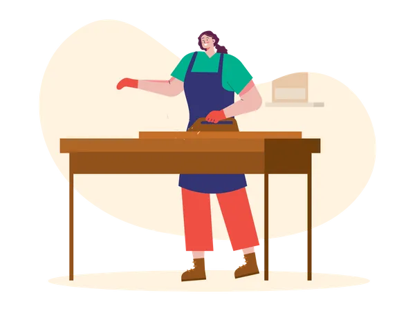 Female carpenter at work  Illustration