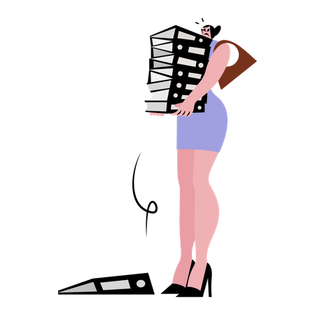 Female carrying file folders  Illustration