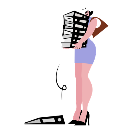 Female carrying file folders  Illustration