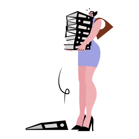 Female carrying file folders  Illustration